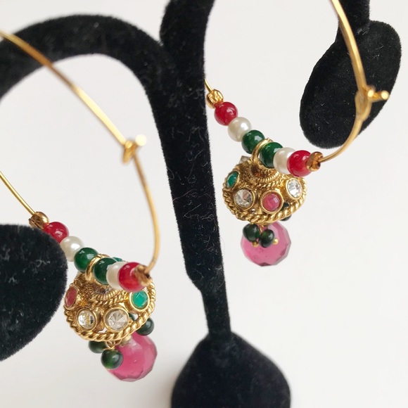 Bollywood hoop earrings _ handmade - Picture 6 of 8